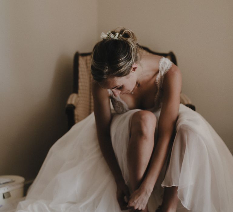 Bride in Nicolas Fafiotte Wedding Dress | Sebastien Boudot Photography