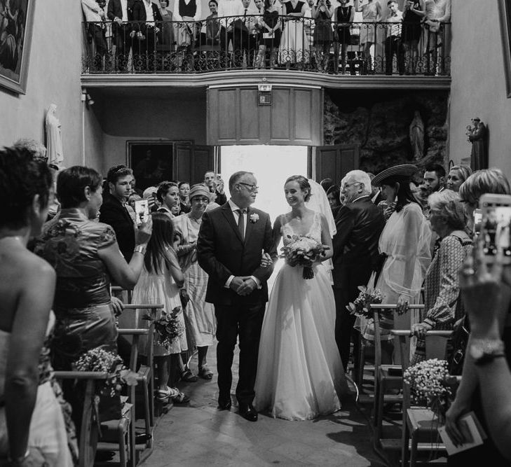 Bride in Nicolas Fafiotte Wedding Dress & Groom in Faubourg Saint-Sulpice Suit | Sebastien Boudot Photography