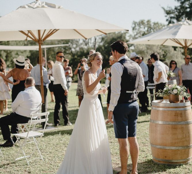 Bride in Nicolas Fafiotte Wedding Dress & Groom in Faubourg Saint-Sulpice Suit | Sebastien Boudot Photography