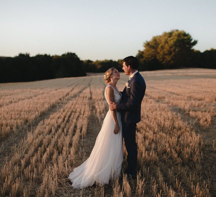 Bride in Nicolas Fafiotte Wedding Dress & Groom in Faubourg Saint-Sulpice Suit | Sebastien Boudot Photography