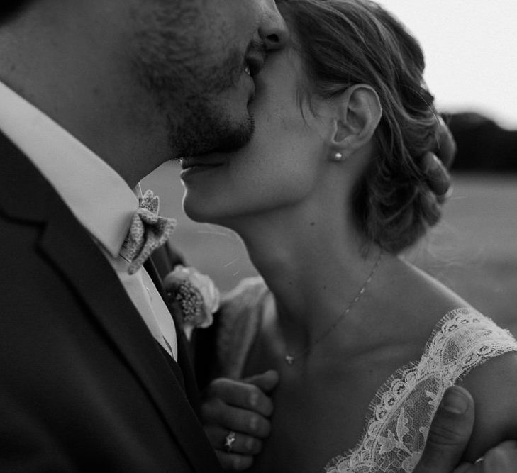 Bride in Nicolas Fafiotte Wedding Dress & Groom in Faubourg Saint-Sulpice Suit | Sebastien Boudot Photography