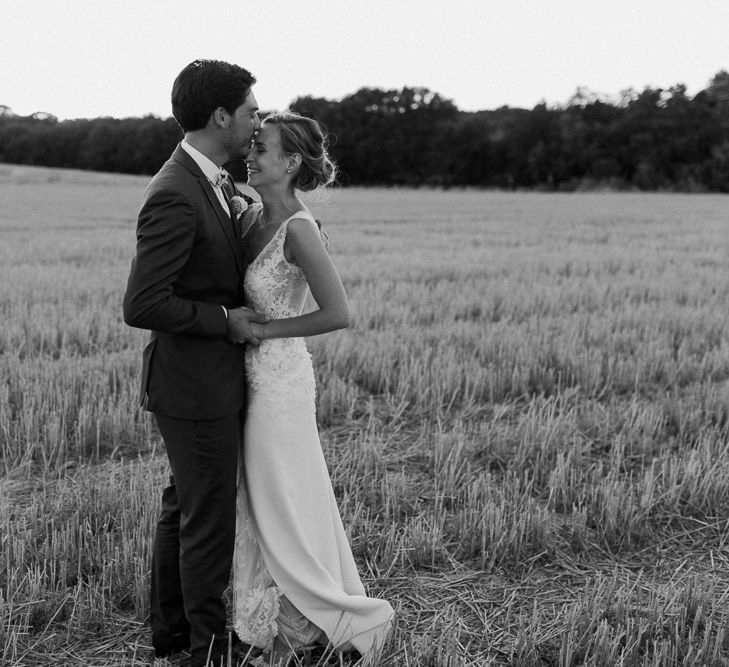 Bride in Nicolas Fafiotte Wedding Dress & Groom in Faubourg Saint-Sulpice Suit | Sebastien Boudot Photography