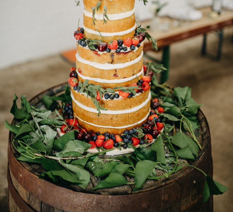 Naked Wedding Cake With Berries