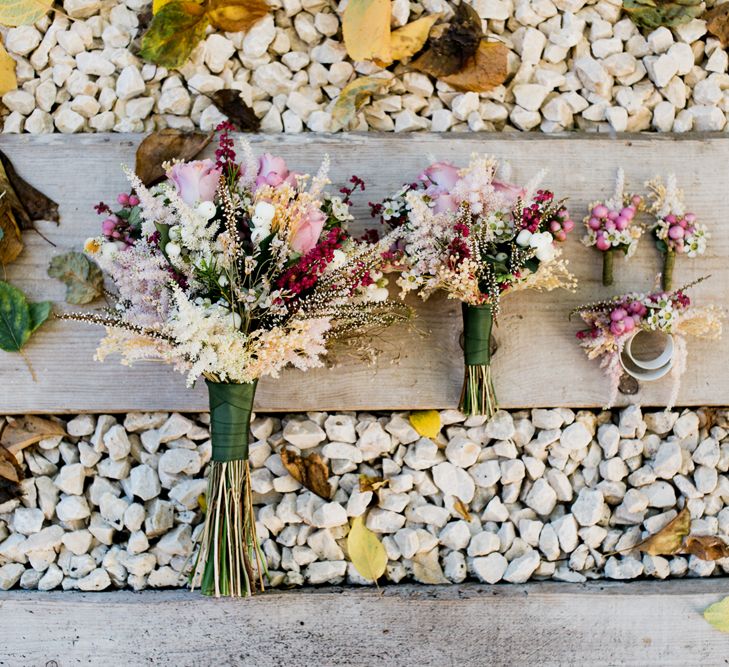 Rustic Wedding In Italy With Dried Flower Bouquets & Flower Crowns And Bride In High Necked Lace Gown With Images From Andrea Calvano