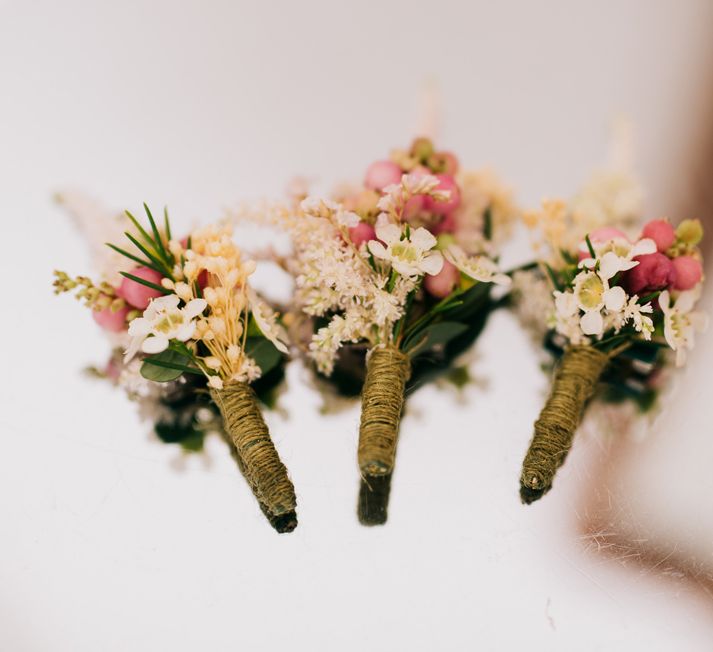 Rustic Wedding In Italy With Dried Flower Bouquets & Flower Crowns And Bride In High Necked Lace Gown With Images From Andrea Calvano