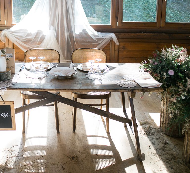 Rustic Wedding In Italy With Dried Flower Bouquets & Flower Crowns And Bride In High Necked Lace Gown With Images From Andrea Calvano