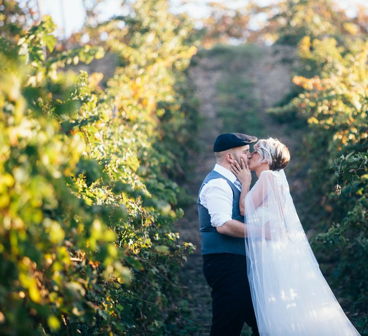 Rustic Wedding In Italy With Dried Flower Bouquets & Flower Crowns And Bride In High Necked Lace Gown With Images From Andrea Calvano