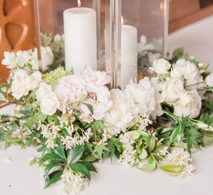 White Wedding Flowers With Candles