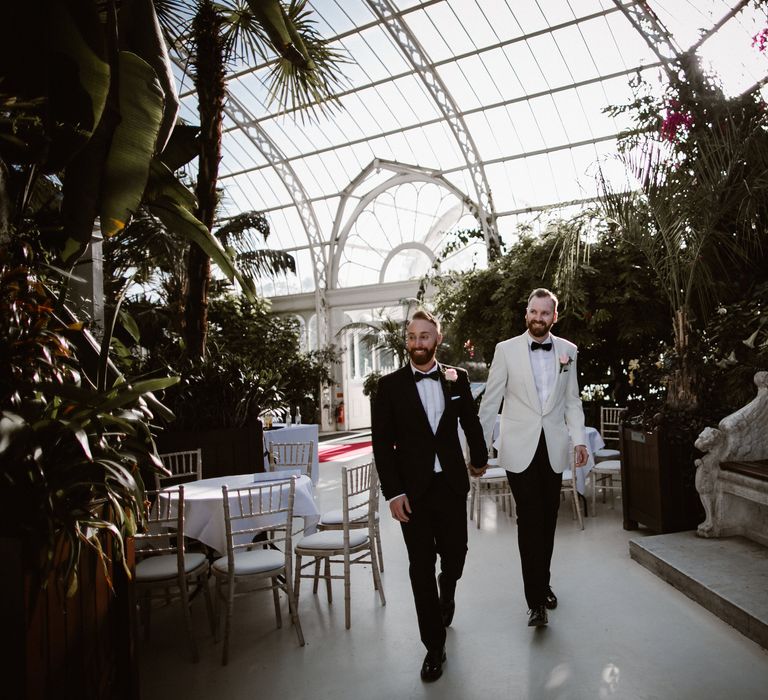 Groom & Groom in Tuxedos at Sefton Park Palm House Liverpool