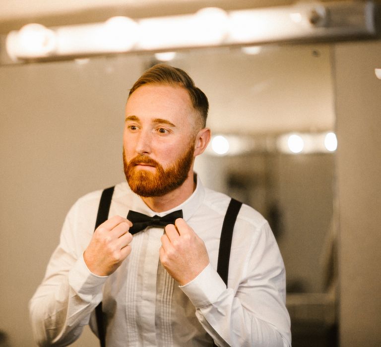 Bearded Groom in Bow Tie & Braces