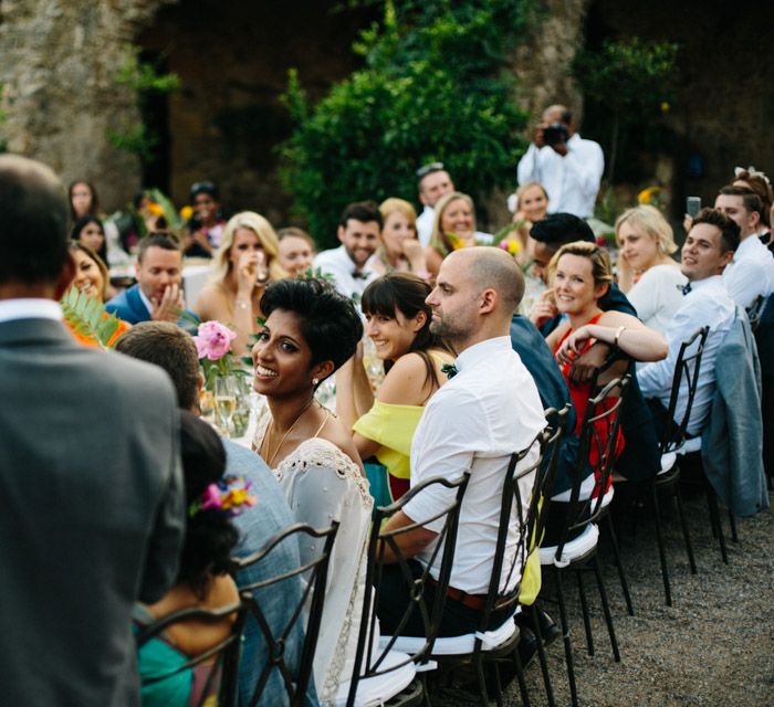 Tropical Inspired Wedding Decor For An Outdoor Wedding Reception In Spain