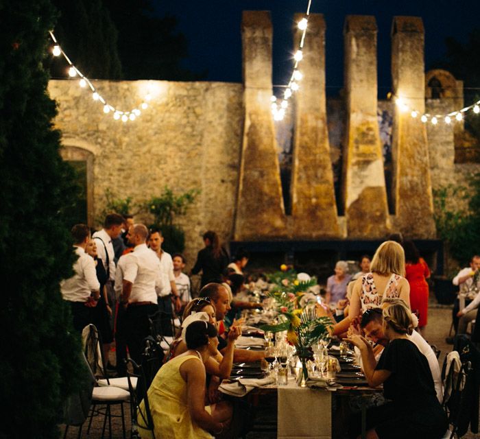 Tropical Inspired Wedding Decor For An Outdoor Wedding Reception In Spain