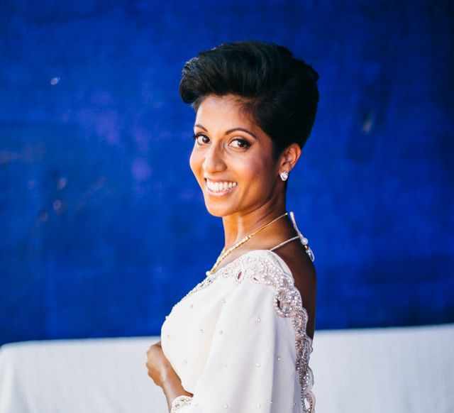 Bride In White & Gold Sari