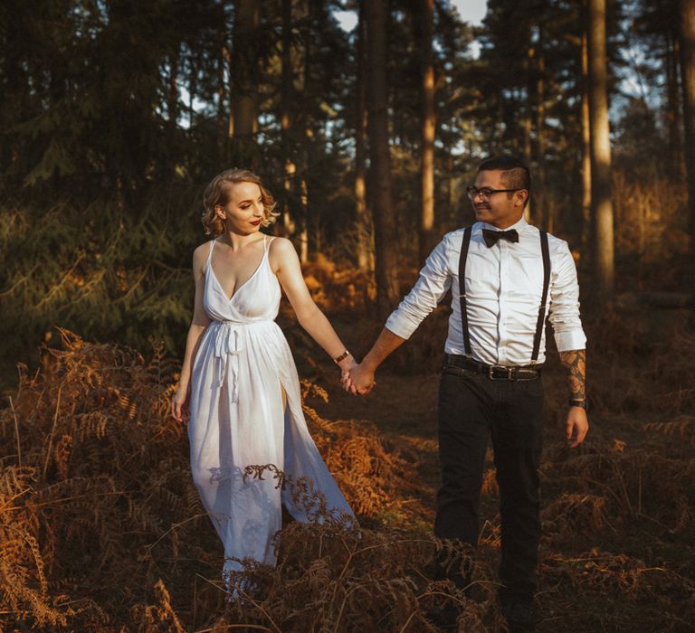 Golden Hour Engagement Pre Wedding Shoot At Thetford Forest Norfolk Suffolk With Stylish Couple And Images From Gione Da Silva