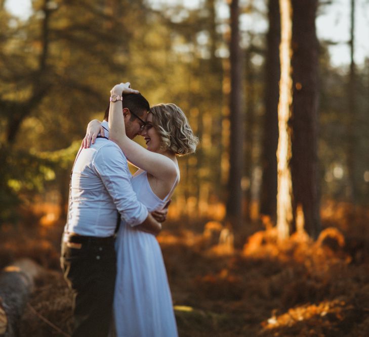 Golden Hour Engagement Pre Wedding Shoot At Thetford Forest Norfolk Suffolk With Stylish Couple And Images From Gione Da Silva