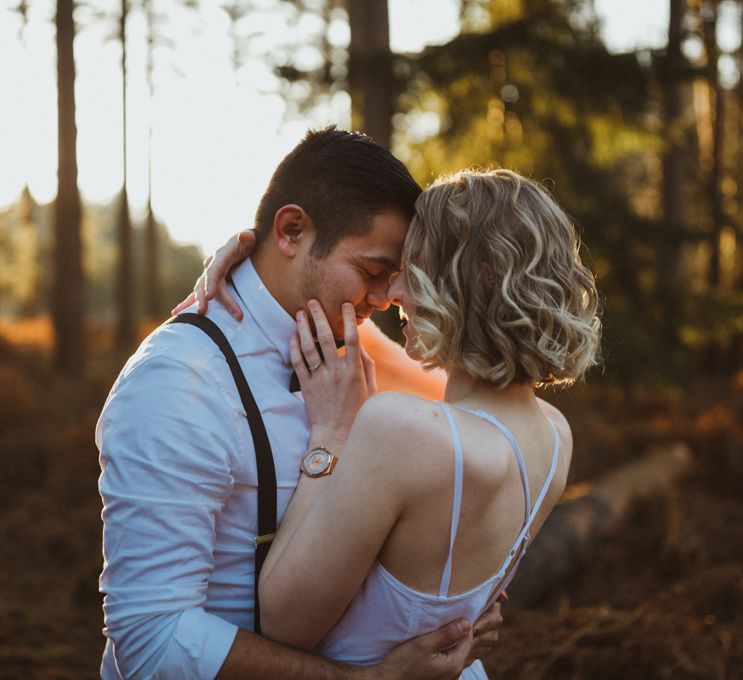 Golden Hour Engagement Pre Wedding Shoot At Thetford Forest Norfolk Suffolk With Stylish Couple And Images From Gione Da Silva