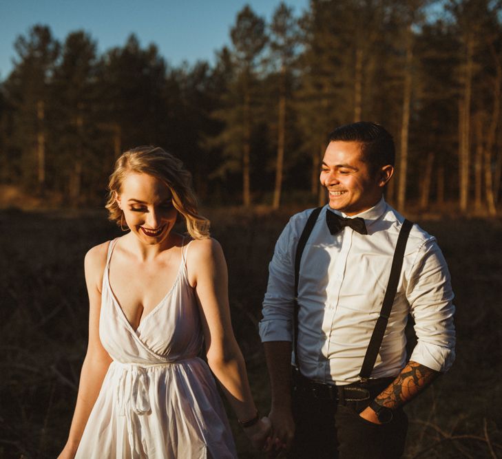 Golden Hour Engagement Pre Wedding Shoot At Thetford Forest Norfolk Suffolk With Stylish Couple And Images From Gione Da Silva