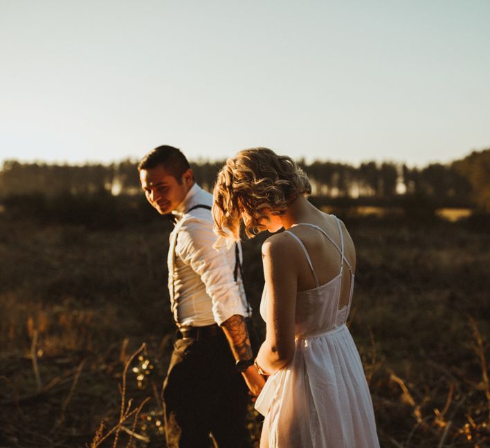 Golden Hour Engagement Pre Wedding Shoot At Thetford Forest Norfolk Suffolk With Stylish Couple And Images From Gione Da Silva