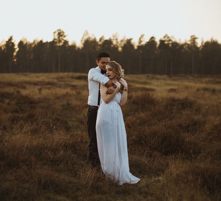 Golden Hour Engagement Pre Wedding Shoot At Thetford Forest Norfolk Suffolk With Stylish Couple And Images From Gione Da Silva