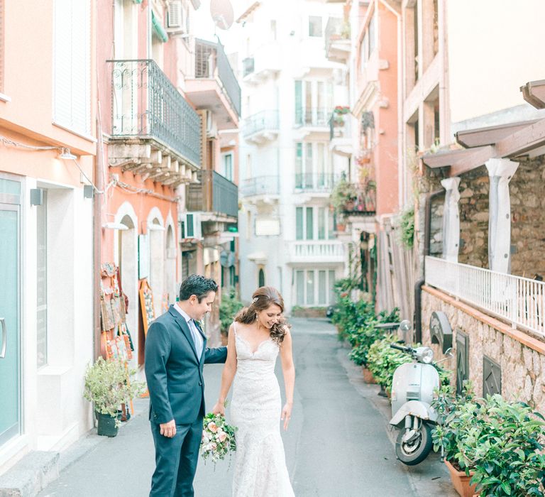 Sicily Elopement Wedding With Bride In Wtoo By Watters And BHLDN Accessories With Images From Sarah Jane Ethan Photography