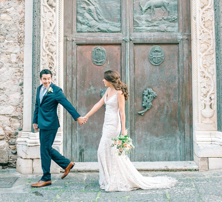 Sicily Elopement Wedding With Bride In Wtoo By Watters And BHLDN Accessories With Images From Sarah Jane Ethan Photography