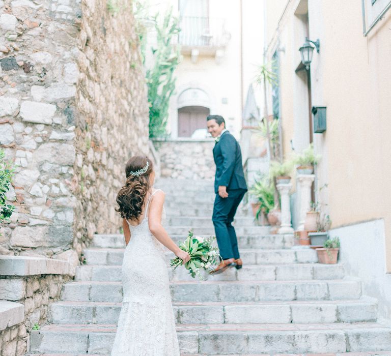 Sicily Elopement Wedding With Bride In Wtoo By Watters And BHLDN Accessories With Images From Sarah Jane Ethan Photography