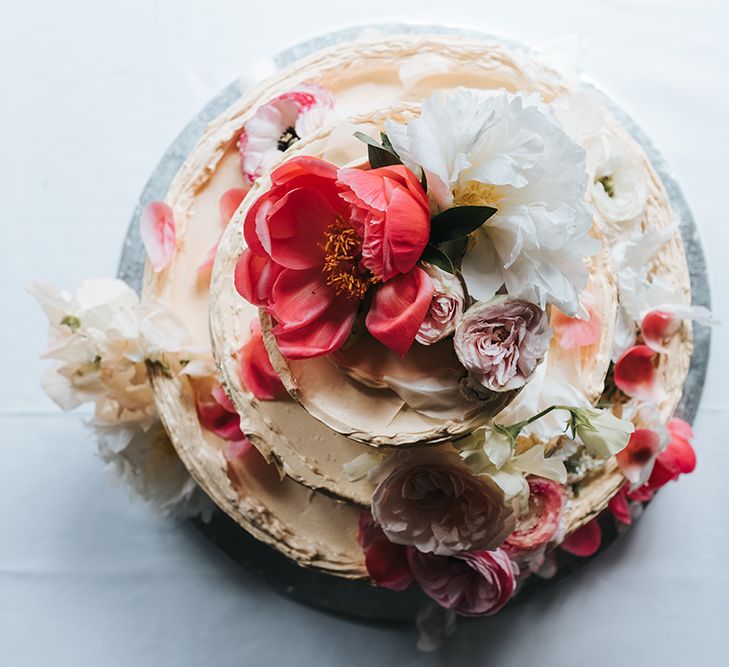 Buttercream Wedding Cake With Fresh Flowers