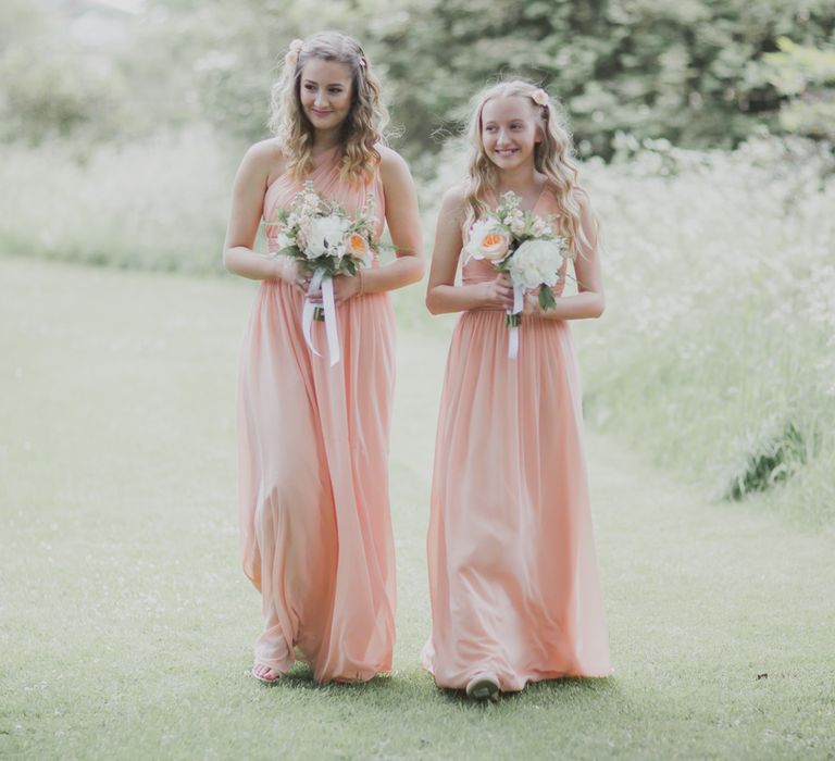 Wedding Ceremony | Bridesmaids in Peach Sexyher Dresses | Outdoor Peach Wedding at Courteenhall House in Northamptonshire Planned by Your Story Events | Ferri Photography