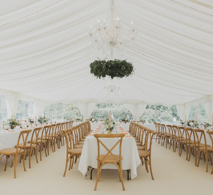 Marquee Reception | Greenery Installation | Outdoor Peach Wedding at Courteenhall House in Northamptonshire Planned by Your Story Events | Ferri Photography