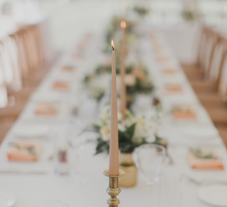 Table Decor | Outdoor Peach Wedding at Courteenhall House in Northamptonshire Planned by Your Story Events | Ferri Photography