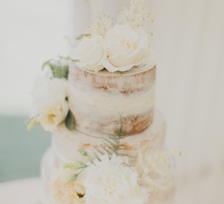 Homemade Semi Naked Wedding Cake | Outdoor Peach Wedding at Courteenhall House in Northamptonshire Planned by Your Story Events | Ferri Photography