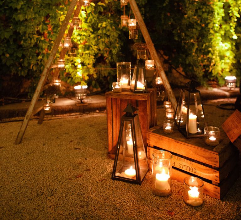 Rustic Ladder Hanging Candles