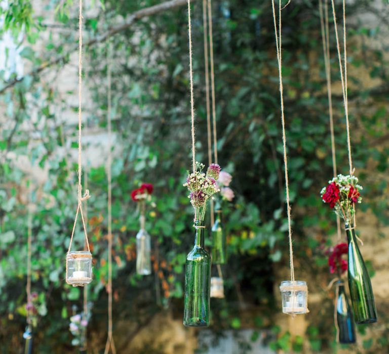 Hanging Bottles Wedding Decor