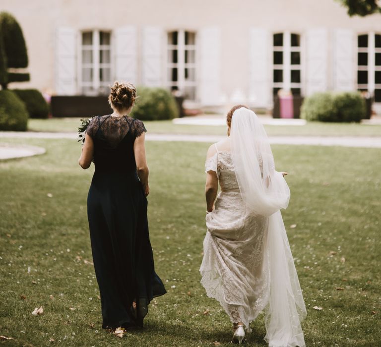 Elegant French Chateau Wedding With Bride In Catherine Deane & Bridesmaids In Navy ASOS Dresses Images By Green Antlers Photography