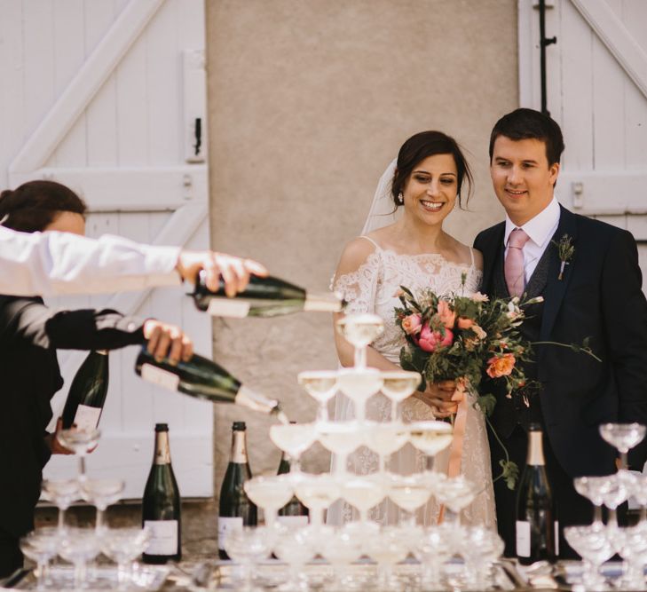 Elegant French Chateau Wedding With Bride In Catherine Deane & Bridesmaids In Navy ASOS Dresses Images By Green Antlers Photography