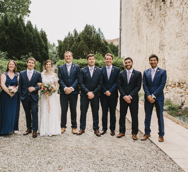 Elegant French Chateau Wedding With Bride In Catherine Deane & Bridesmaids In Navy ASOS Dresses Images By Green Antlers Photography