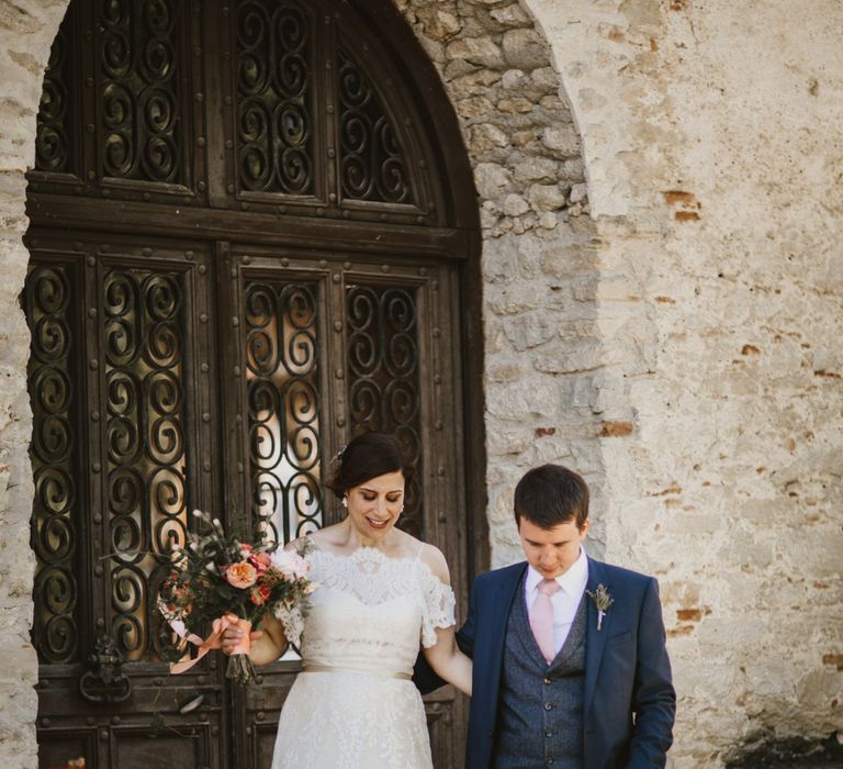 Elegant French Chateau Wedding With Bride In Catherine Deane & Bridesmaids In Navy ASOS Dresses Images By Green Antlers Photography