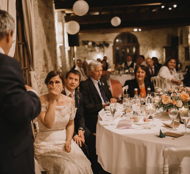 Elegant French Chateau Wedding With Bride In Catherine Deane & Bridesmaids In Navy ASOS Dresses Images By Green Antlers Photography