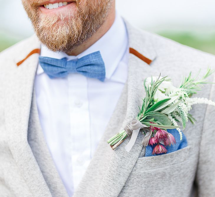 Mrs Bow Tie | Groom in Cream Herringbone Tweed Suit from Marc Darcy | White Stag Wedding Photography