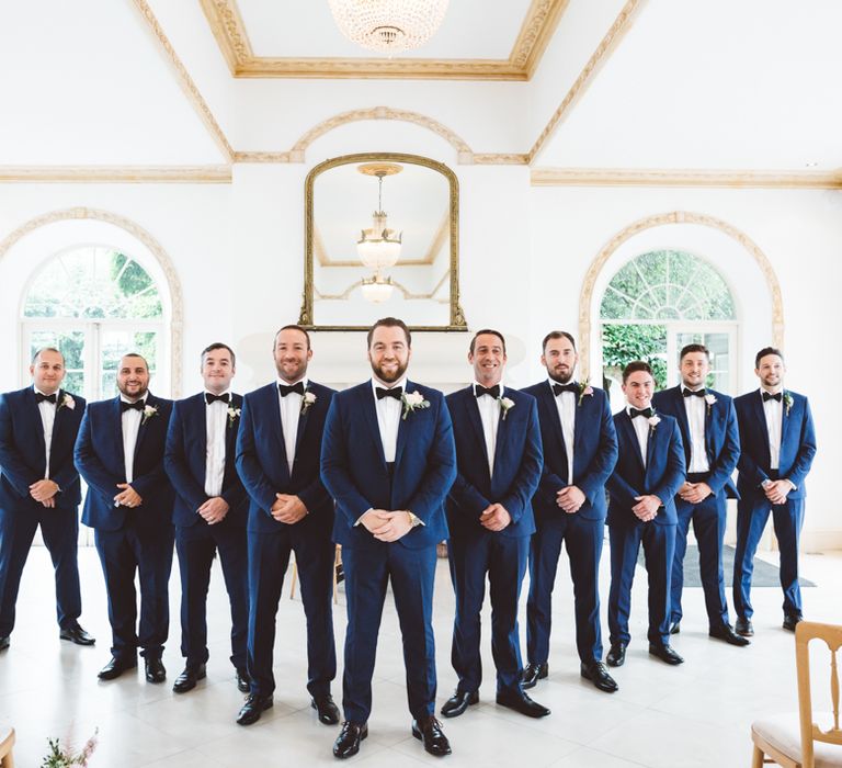 Groomsmen in Blue Suits & Bow Ties