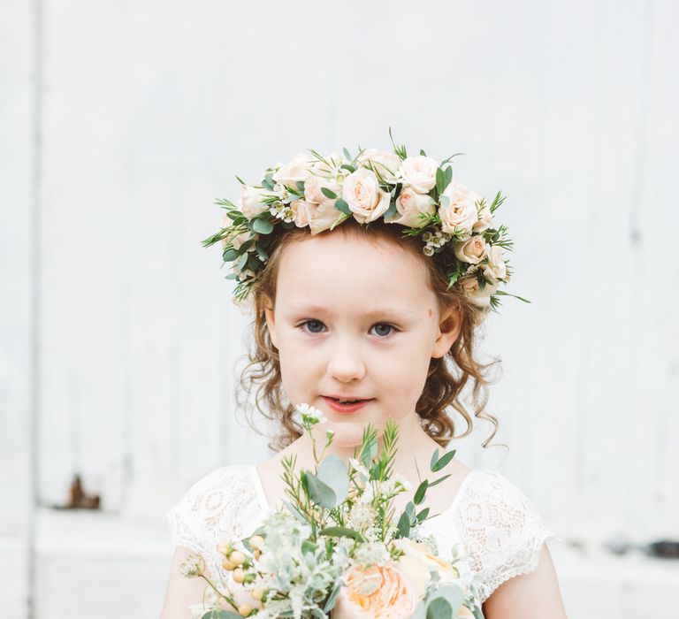 Flower Girl in John Lewis Dress & Flower Crown