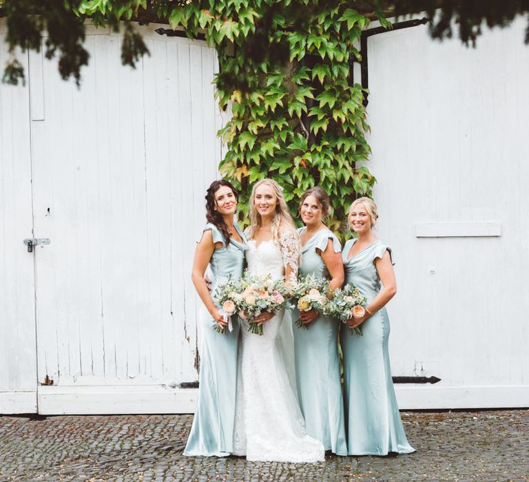 Bridesmaids in Mint Green Ghost Sylvia Dresses