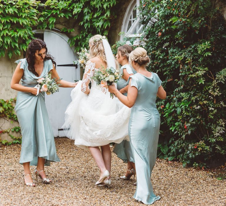 Bridesmaids in Mint Green Ghost Sylvia Dresses