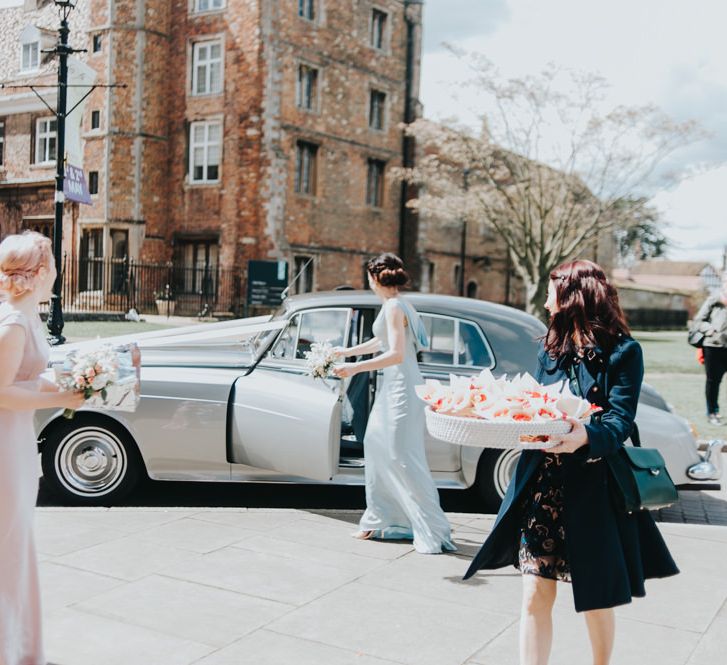 Vintage Wedding Car | Wedding Party Arrival | Classic Marquee Reception at Chippenham Park | Eliza Claire Photography