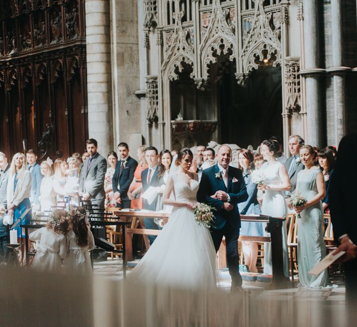 Church Wedding Ceremony | Bridal Entrance in Sophia Tolli Gown | Classic Marquee Reception at Chippenham Park | Eliza Claire Photography