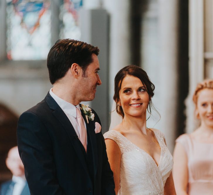 Church Wedding Ceremony | Bride in Sophia Tolli Gown | Groom in Next Suit | Classic Marquee Reception at Chippenham Park | Eliza Claire Photography