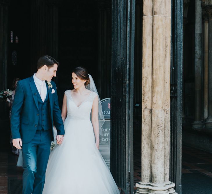 Church Wedding Ceremony | Bride in Sophia Tolli Gown | Groom in Next Suit | Classic Marquee Reception at Chippenham Park | Eliza Claire Photography