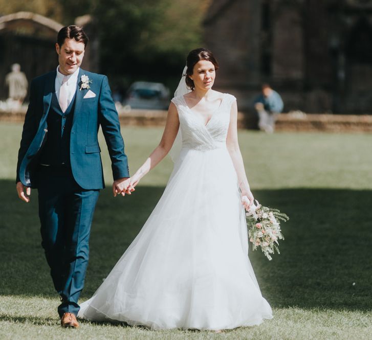 Bride in Sophia Tolli Gown | Groom in Next Suit | Classic Marquee Reception at Chippenham Park | Eliza Claire Photography