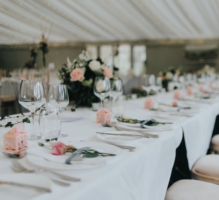 Place Setting | Classic Marquee Reception at Chippenham Park | Eliza Claire Photography