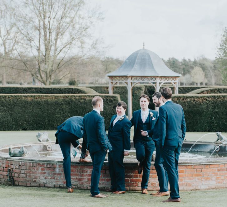 Groomsmen in Next Navy Suits | Classic Marquee Reception at Chippenham Park | Eliza Claire Photography